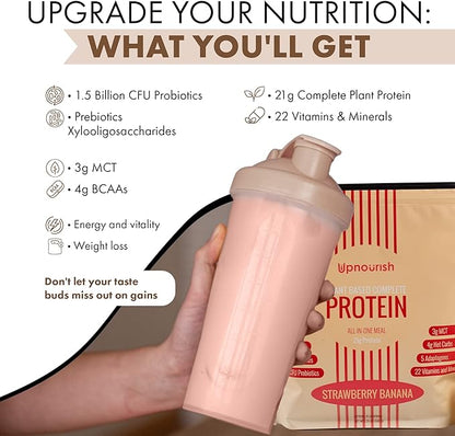 UpNourish Strawberry Banana Vegan Protein Powder, 15 Servings
