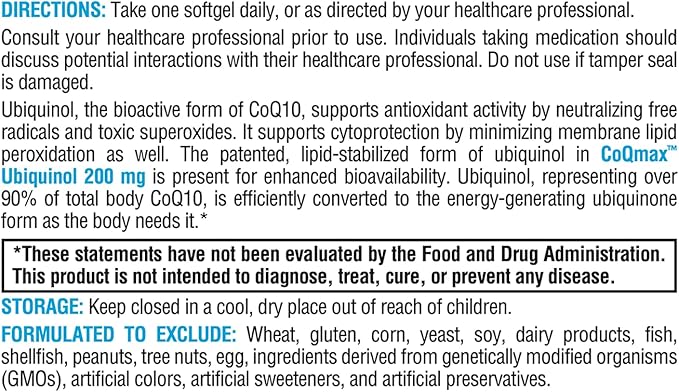 XYMOGEN CoQmax 200mg CoQ10 ubiquinol Q10 for (30 Softgels)