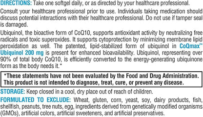 XYMOGEN CoQmax 200mg CoQ10 ubiquinol Q10 for (30 Softgels)