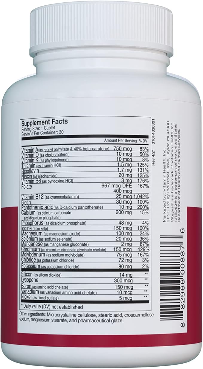 Viteyes Classic AREDS 2 Companion Multivitamin 2 Users, 30 Capsules,