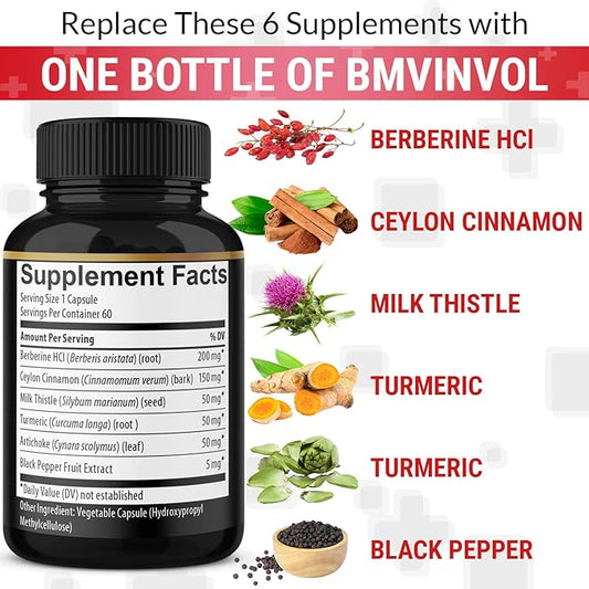 (2 Packs) Berberine Supplement Plus Ceylon 120 Capsules 4 Months