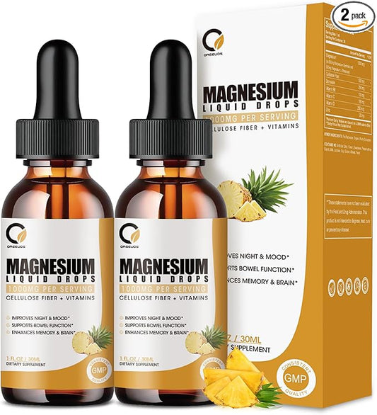 (2 Pack) ORGEUOS Magnesium Glycinate Supplement 1000mg High B6, D,