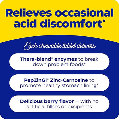 Enzymedica, Acid Soothe Chewable, Promotes Relief 60 Tablets (60 Servings)