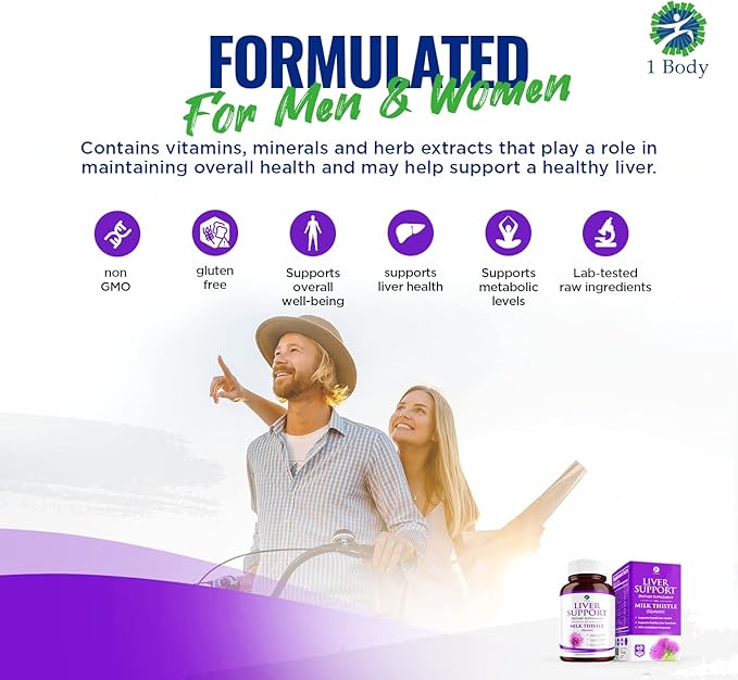 1 Body Liver Support Supplement B12 & 60 Vegan