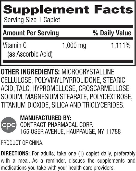 Earth's Splendor Vitamin C 1000 mg (100 Caplets, 3+ Month 2 Pack