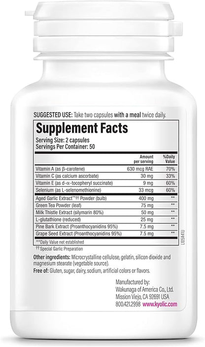 Kyolic Aged Garlic Extract Formula 105, 100 Capsules