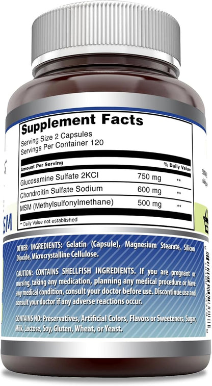 Amazing Formulas Glucosamine + Chondroitin + MSM 240 Capsules (240 Capsules)