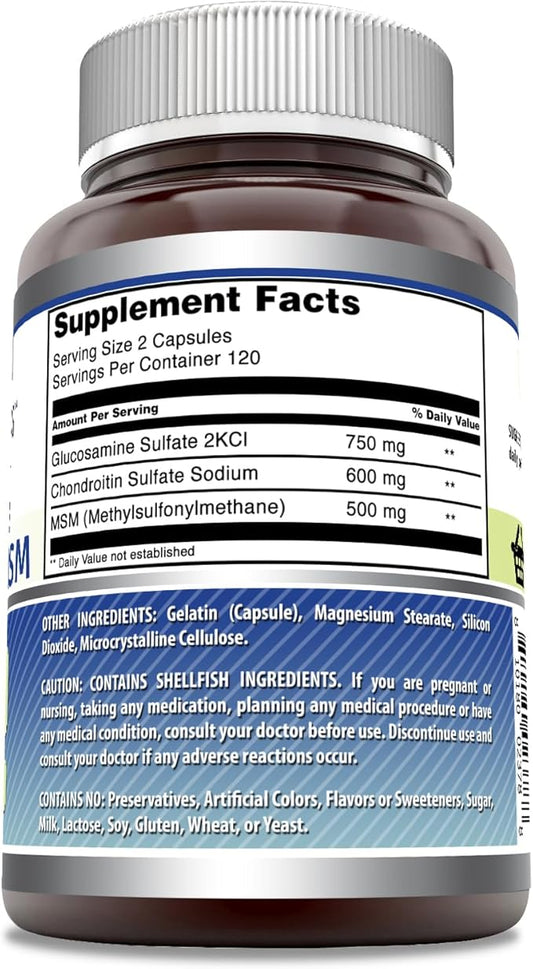 Amazing Formulas Glucosamine + Chondroitin + MSM 240 Capsules (240 Capsules)