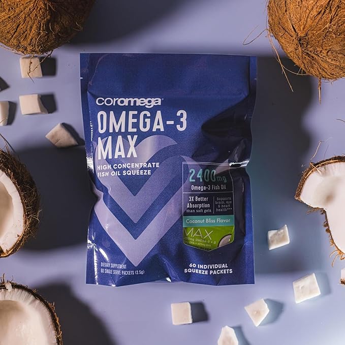 Coromega MAX High Concentrate Omega 3 2400mg Omega-3s Omega-3s with 3X Better 90 Single