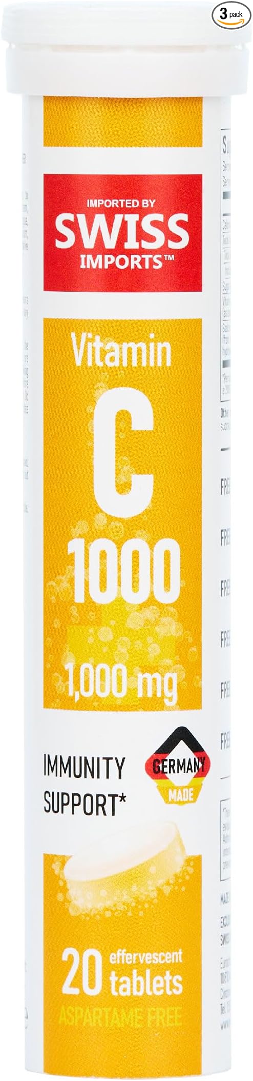 Effervescent Vitamin C 1000mg Dietary Supplement, 3-Pack, 60 Tablets