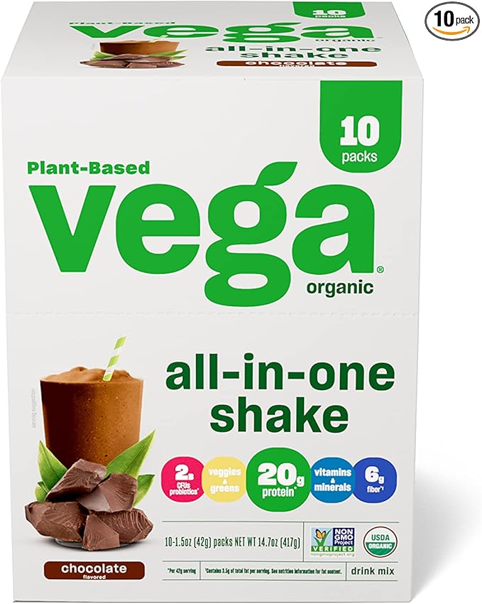 Vega Organic All-in-One Vegan Protein Powder, Chocolate 14.7 oz