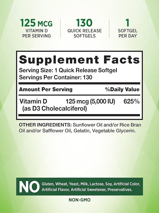 Nature's Truth Vitamin D3 5000 IU 130 Count