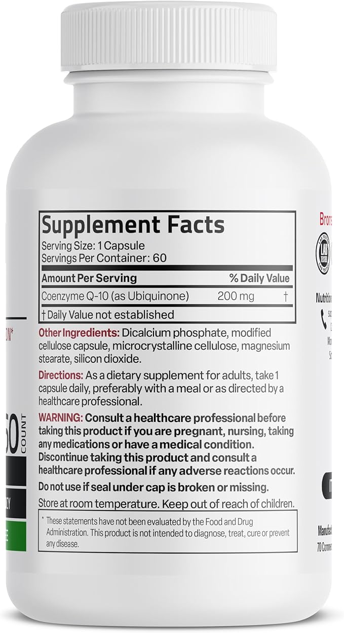 Bronson CoQ10 200 MG High Potency 60 Vegetarian