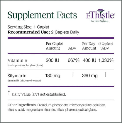 Liver Wellness Dietary Supplement, Milk Thistle 180 Count