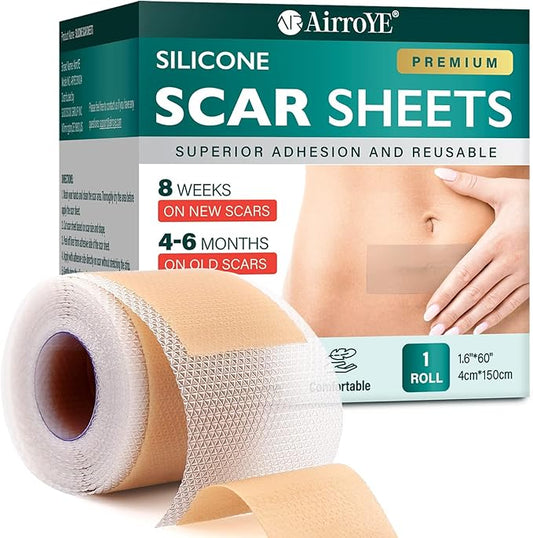 Silicone Scar Sheets,Silicone Scar Tape(1.6"x 60" Roll-1.5M), Reusable