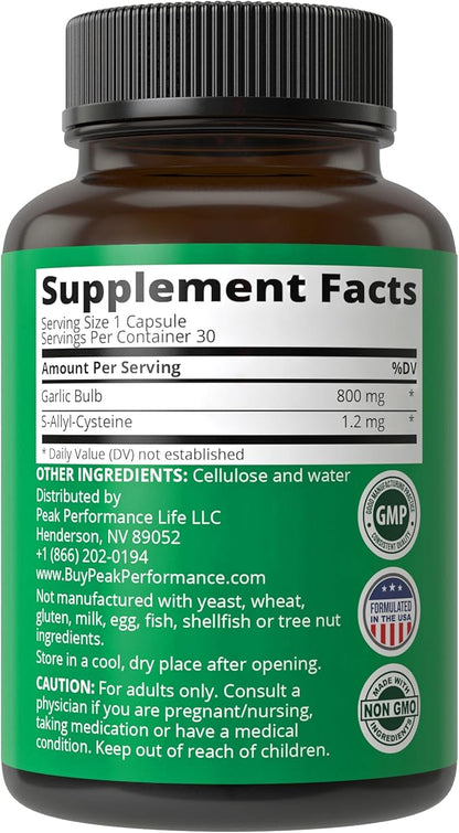 Peak Performance Aged Black Garlic Capsules.