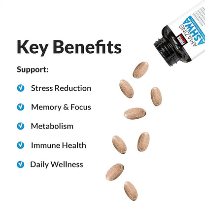 FORCE FACTOR Amazing Ashwa for Stress Relief, Memory, Focus, and Immune Support Health, Ashwagandha Supplement with KSM-66 Ashwagandha for Stress, Vitamins, Minerals, and Antioxidants, 120 Tablets