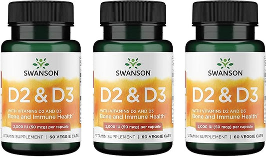 Swanson Vitamin D Complex with Vitamins D2 & D3 - 50 mcg, 60 Veggie 3 Pack