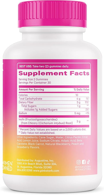 Pink Stork Prenatal Fiber Gummies for Women 3g Prebiotic 60 Vegan