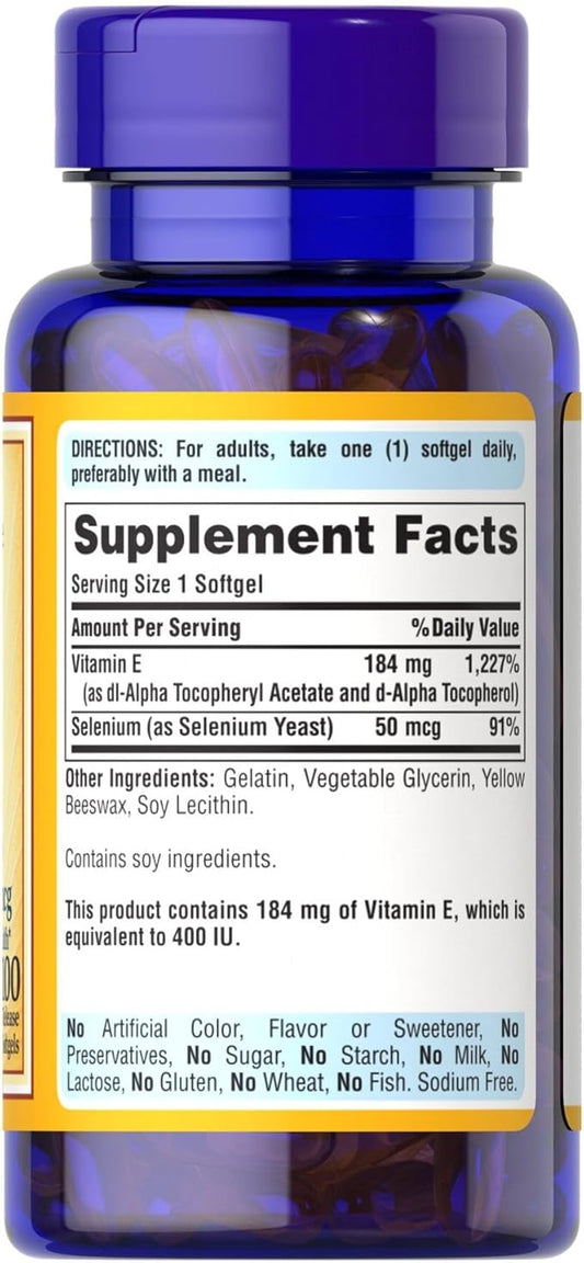 Puritan's Pride Vitamin E 400 IU 50 mcg 100 softgels