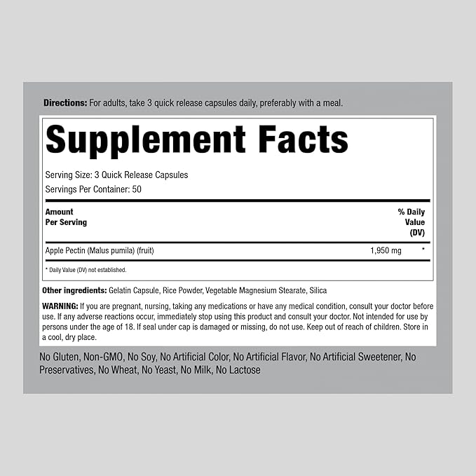 Piping Rock Apple Pectin Capsules 1950 mg 150 Count