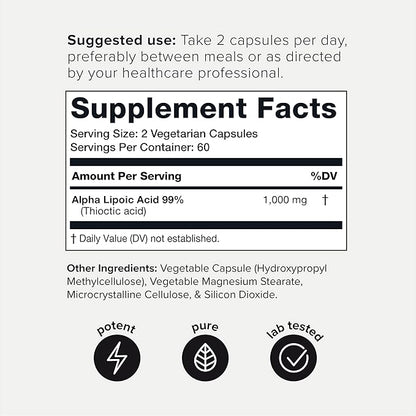 Toniiq 1000mg Ultra High Strength Alpha 99%+ USP 120 Capsules