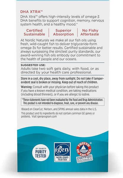 Nordic Naturals DHA Xtra, Strawberry 60 Soft 1660 mg Omega-3 - 30 Servings