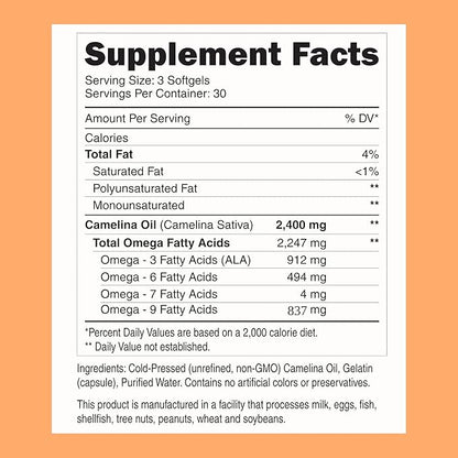 Omega 3-6-7-9 Camelina Softgels 3-6-7-9 Fatty (2 Pack)