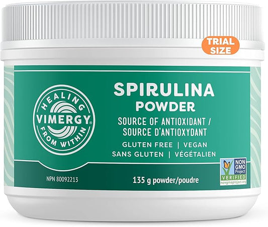 Vimergy Natural Spirulina Powder, Trial Size - 45 Servings – Super Greens Powder – Nutrient Dense Blue-Green Algae Superfood for Smoothies & Juices - Non-GMO, Gluten-Free, Vegan & Paleo (135g)