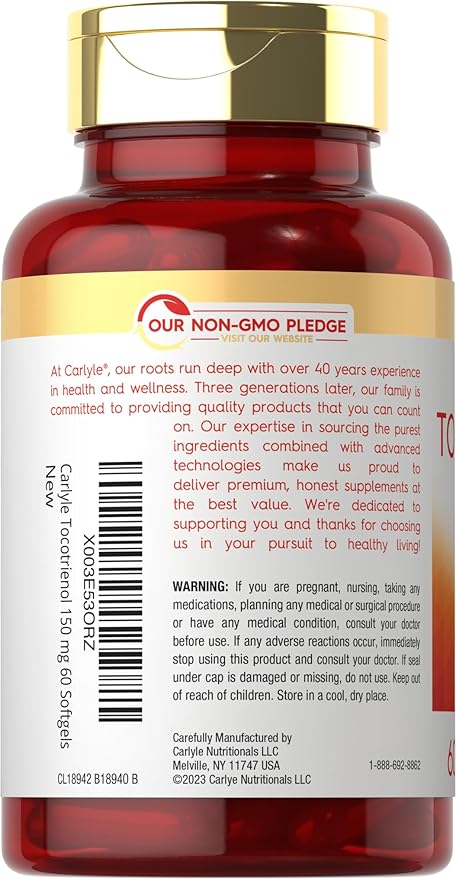 Carlyle Tocotrienols | 150mg Supplement | 60 Softgels