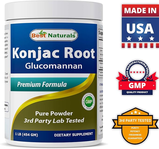 Best Naturals Konjac Root Glucomannan Powder (Non-GMO) 1 Pound