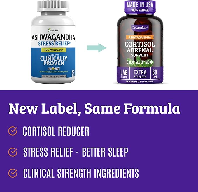 Dr. Matthew Cortisol Reducer & Adrenal Support Supplement with Ashwagandha, Rhodiola & Ginseng – A Detox Cocktail to Lower Cortisol & Support Relaxation, Calm & Restful Sleep