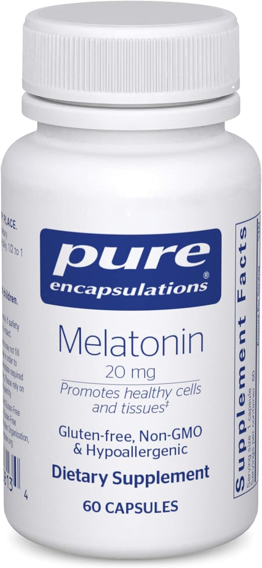 Pure Encapsulations Melatonin 20 mg 99.5% Purity 60 Capsules