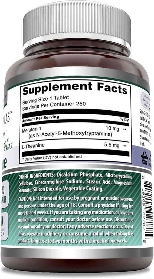 Amazing Formulas Melatonin Plus L-Theanine 10 (10 mg, 250, Count)