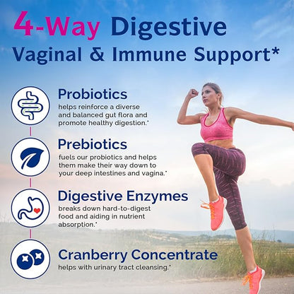 Innate Vitality Women's Probiotics, 120 Billion CFU, 32 Tested Strains, Probiotics for Women, Yeast Control, Vaginal pH Support, Prebiotics, Digestive Enzymes, Cranberry, Once Daily 30 Veggie Capsules