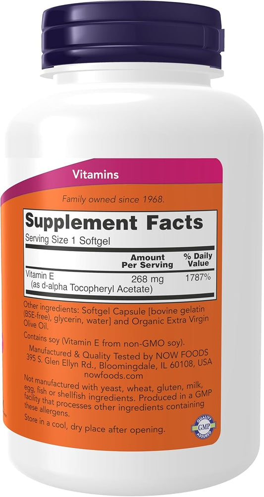 NOW Supplements, Vitamin E-400 IU, D-Alpha 250 Softgels