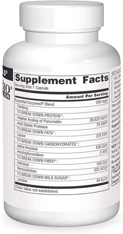 Source Naturals Essential Enzymes 500mg Bio-Aligned 120 Capsules