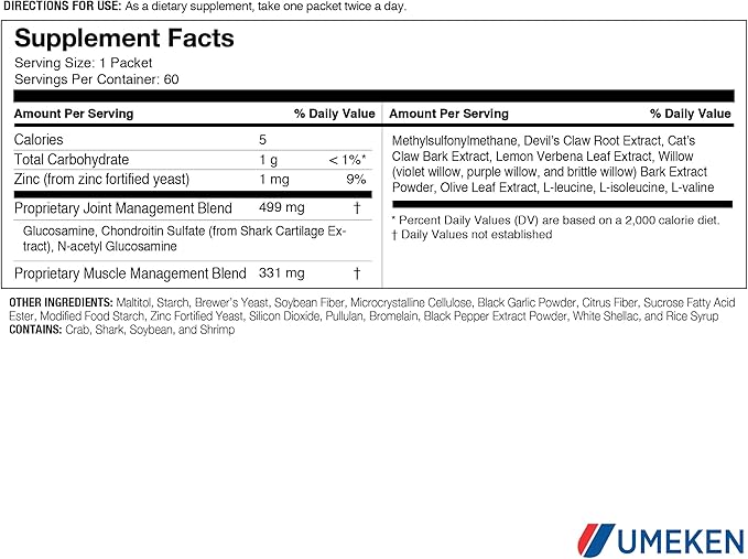 Umeken Duo Action, Glucosamine & Chondroitin 2 Month (120 Packets)