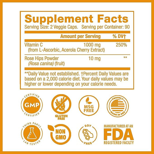 Lewis Labs Vitamin C with Rose 1000mg |