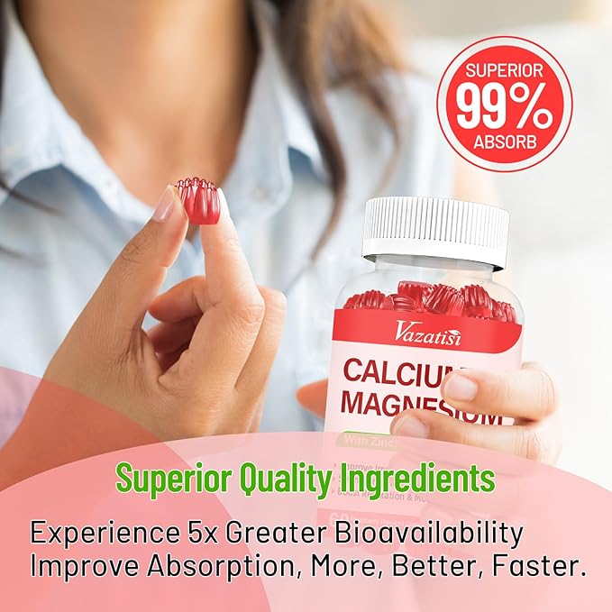 Calcium Magnesium Zinc Gummies with Vitamin D3 & K2, High 120 Gummies…