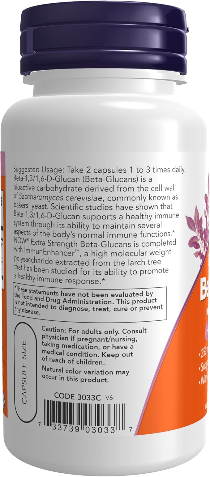 NOW Supplements, Beta-Glucans with ImmunEnhancer™ 60 Veg