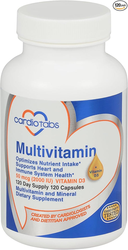 Multivitamin - Heart and Immunity Supplements 2000 IU D3, 120-Count 120-Count Bottle