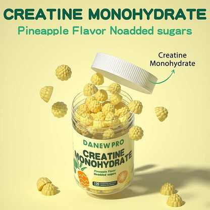 Creatine Monohydrate Gummies 5000mg for Men & Women, Creatine Monohydrate for Muscle Strength, Muscle Builder, Energy Boost, Pre-Workout Supplement(120 Count)-Pineapple Flavor