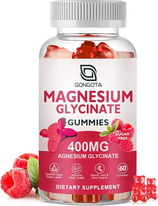 Magnesium Glycinate Gummies 400 mg 100 mg B6 Supports 60 Gummies