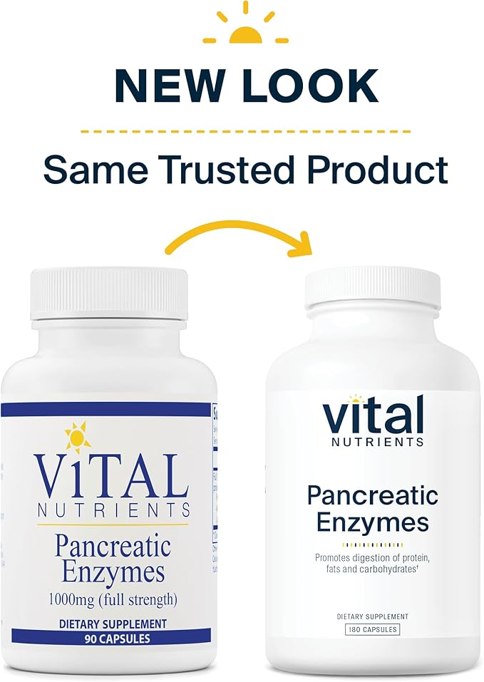 Vital Nutrients Pancreatic Enzymes 1000mg (Full Strength) 180 Capsules