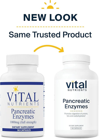 Vital Nutrients Pancreatic Enzymes 1000mg (Full Strength) 180 Capsules