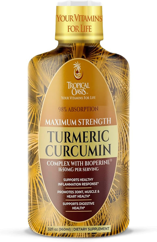 Tropical Oasis Liquid Turmeric Curcumin w/Bioperine 1650mg Maximum 98% Absorption 32oz