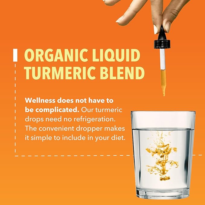 Organic Liquid Turmeric Supplement with Black Pepper - Liquid Turmeric 1000mg Enhanced Absorption for Digestive & Joint Support - Non-GMO, Vegan Organic Turmeric Curcumin With Black Pepper, Unflavored