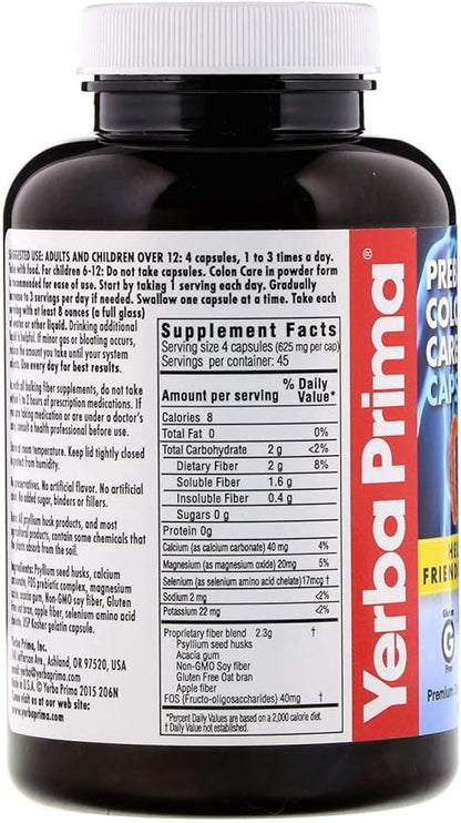 Yerba Prima Prebiotic Colon Care Capsules 180 Count, 2) -