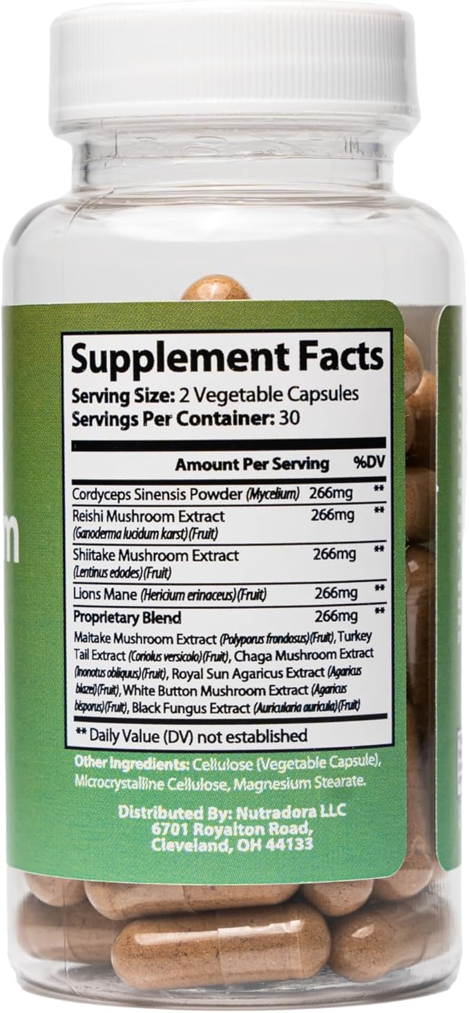 Mushroom Supplement -10 Mushrooms Blend, Reishi,